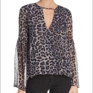 ELLA MOSS Sheer Leopard-print Silk Top